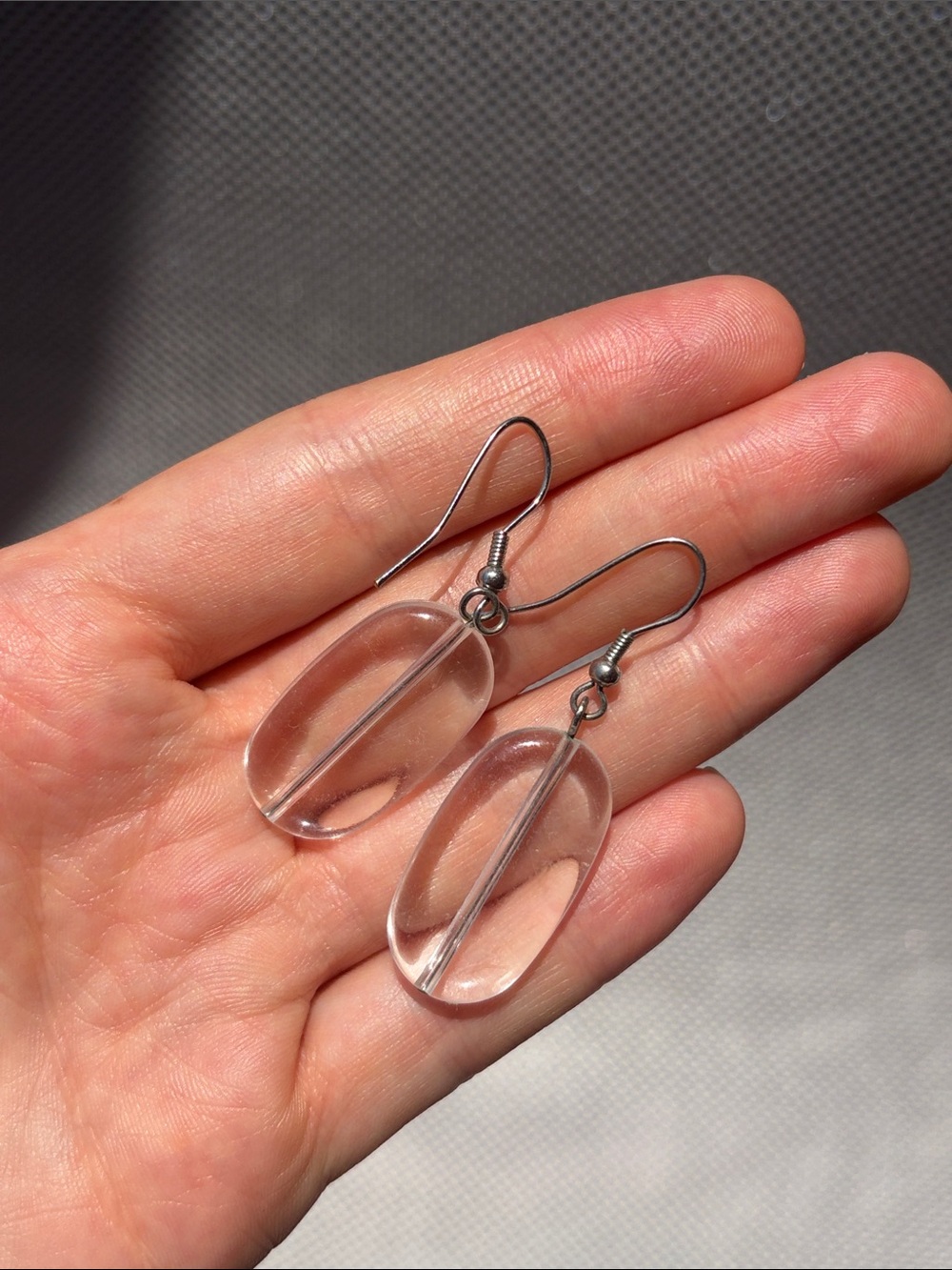 Clear Resin Oval Dangle Earrings